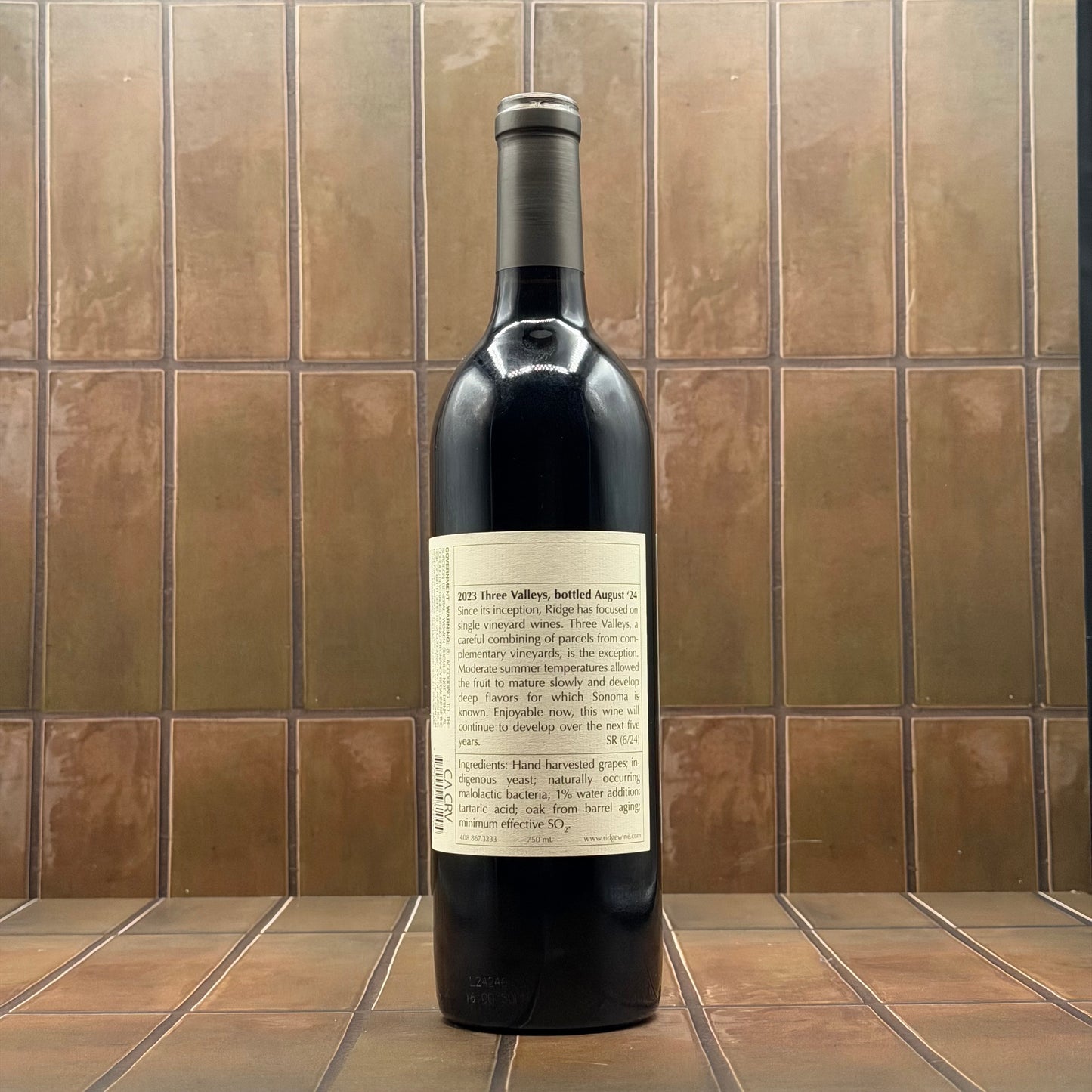 Ridge, 'Three Valleys', Sonoma, California, Zinfandel, 2023